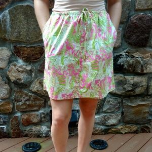 Lilly Pullitzer drawstring elephant print skirt